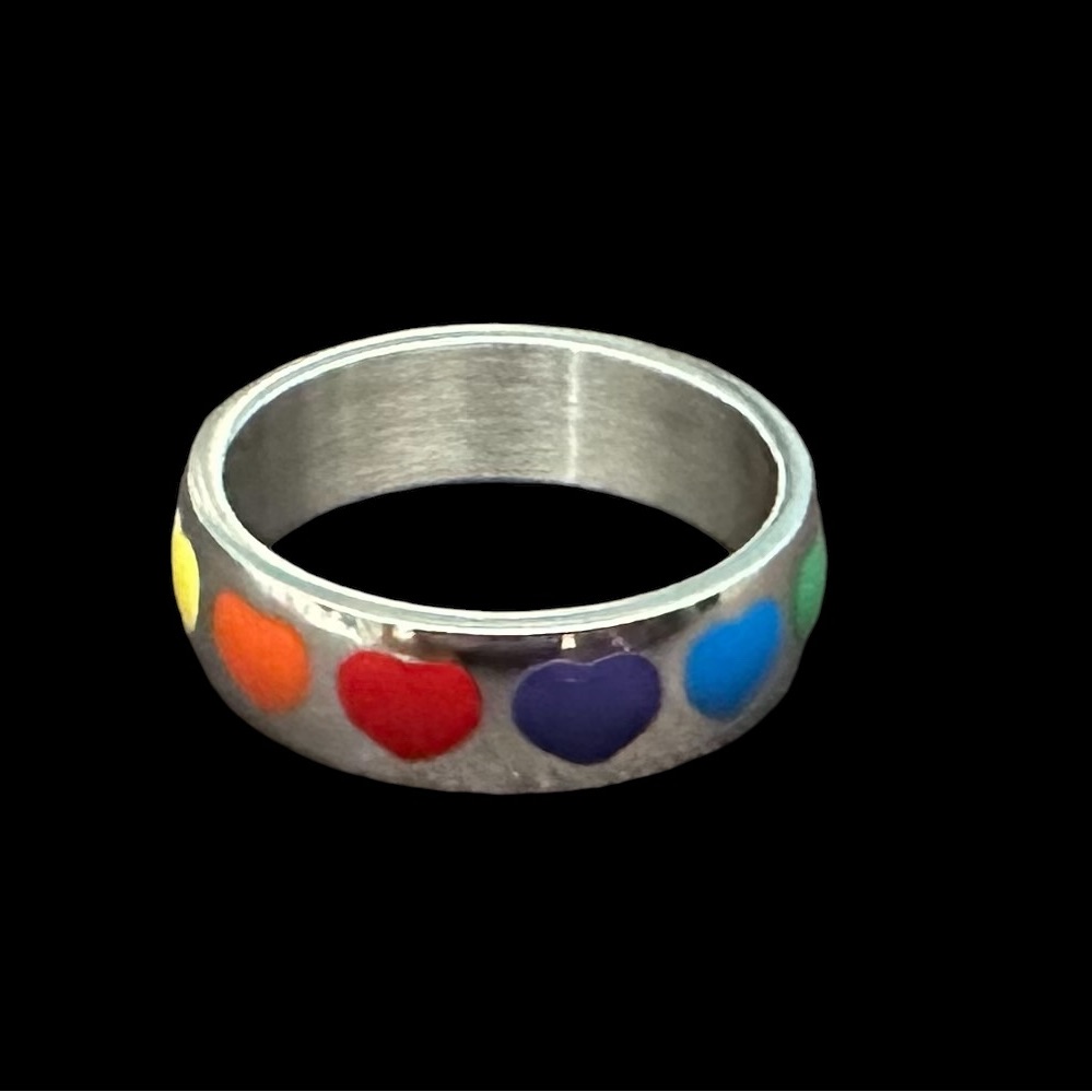 Rainbow Heart Silver Ring Old Navy Size 8 6$